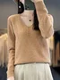 Women's Buckle Spring/Fall Plain Casual Long Sleeve V Neck Wool/Knitting Sweater