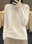 Women's Spring/Fall Plain Casual Half Sleeve Crew Neck Wool/Knitting Sweater