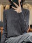 Women's Spring/Fall Plain Casual Long Sleeve Mock Neck Wool/Knitting Sweater