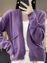 Women's Casual Spring/Fall Plain Wool/Knitting Pocket Stitching Cardigan