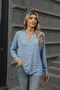 Women's Long Sleeve Blouse Spring/Fall Striped V Neck Daily Going Out Casual Top