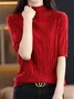 Women's Spring/Fall Plain Casual Half Sleeve Crew Neck Wool/Knitting Sweater