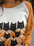 Women's Crew Neck Halloween (pumpkin) Printing Vintage Spring/Fall Long Sleeve Sweatshirt