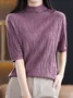 Women's Spring/Fall Plain Casual Half Sleeve Crew Neck Wool/Knitting Sweater