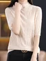 Women's Spring/Fall Plain Casual Half Sleeve Crew Neck Wool/Knitting Sweater