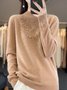 Women's Hot Drilling Spring/Fall Plain Casual Long Sleeve Crew Neck Wool/Knitting Sweater