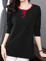 Women's Long Sleeve Tee T-shirt Spring/Fall Plain Buckle Knitted Crew Neck Daily Going Out Casual Top