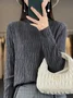 Women's Spring/Fall Plain Casual Long Sleeve Mock Neck Wool/Knitting Sweater