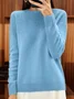 Women's Spring/Fall Plain Casual Half Sleeve Crew Neck Wool/Knitting Sweater