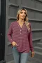 Women's Long Sleeve Blouse Spring/Fall Striped V Neck Daily Going Out Casual Top