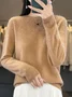 Women's Spring/Fall Plain Casual Half Sleeve Crew Neck Wool/Knitting Sweater