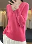 Women's Buckle Spring/Fall Plain Casual Long Sleeve V Neck Wool/Knitting Sweater