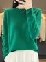 Women's Spring/Fall Plain Casual Half Sleeve Crew Neck Wool/Knitting Sweater