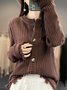 Women's Casual Spring/Fall Plain Wool/Knitting Buckle Cardigan