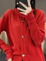 Women's Casual Spring/Fall Plain Wool/Knitting Buckle Cardigan