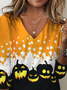 Women's Long Sleeve Tee T-shirt Spring/Fall Halloween Jersey V Neck Daily Going Out Casual Top