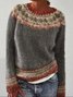 Women's Spring/Fall Animal Casual Long Sleeve Crew Neck Yarn/Wool Yarn Sweater