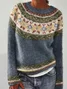 Women's Spring/Fall Animal Casual Long Sleeve Crew Neck Yarn/Wool Yarn Sweater