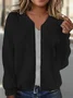 Women's Spring/Fall Outerwear Casual Zipper Plain Long Sleeve Crew Neck Jacket