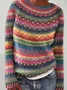 Women's Spring/Fall Animal Casual Long Sleeve Crew Neck Yarn/Wool Yarn Sweater