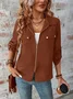 Women's Autumn Outerwear Casual Zipper Plain Long Sleeve Jacket