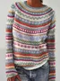 Women's Spring/Fall Animal Casual Long Sleeve Crew Neck Yarn/Wool Yarn Sweater