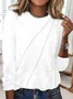 Women's Long Sleeve Tee T-shirt Spring/Fall Plain Ruched Knitted Crew Neck Daily Going Out Casual Top