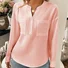 Women's Long Sleeve Blouse Spring/Fall Plain Buckle Stand Collar Daily Going Out Casual Top