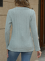 Women's Long Sleeve Blouse Spring/Fall Plain Buckle Knitted V Neck Daily Going Out Casual Top