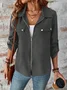 Women's Autumn Outerwear Casual Zipper Plain Long Sleeve Jacket