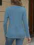 Women's Long Sleeve Blouse Spring/Fall Plain Buckle Knitted V Neck Daily Going Out Casual Top