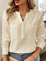 Women's Long Sleeve Blouse Spring/Fall Plain Buckle Stand Collar Daily Going Out Casual Top