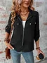 Women's Autumn Outerwear Casual Zipper Plain Long Sleeve Jacket