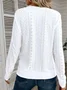 Women's Long Sleeve Tee T-shirt Spring/Fall Plain Buckle Lace Crew Neck Daily Going Out Casual Top