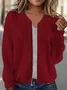 Women's Spring/Fall Outerwear Casual Zipper Plain Long Sleeve Crew Neck Jacket