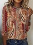 Women's Long Sleeve Tee T-shirt Spring/Fall Paisley Printing Jersey Crew Neck Holiday Going Out Vintage Top