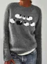 Women's Spring/Fall Animal Casual Long Sleeve Crew Neck Yarn/Wool Yarn Sweater