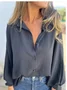 Women's Long Sleeve Shirt Spring/Fall Plain Shirt Collar Daily Going Out Casual Top