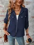 Women's Autumn Outerwear Casual Zipper Plain Long Sleeve Jacket