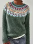 Women's Spring/Fall Animal Casual Long Sleeve Crew Neck Yarn/Wool Yarn Sweater