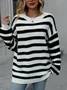 Women's Spring/Fall Striped Casual Long Sleeve Crew Neck Wool/Knitting Sweater