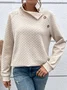 Women's V Neck Plain Casual Spring/Fall Jersey Long Sleeve Sweatshirt