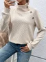 Women's V Neck Plain Casual Spring/Fall Jersey Long Sleeve Sweatshirt