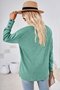 Women's Long Sleeve Tee T-shirt Spring/Fall Plain Buckle V Neck Daily Going Out Casual Top