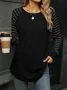 Women's Long Sleeve Tee T-shirt Spring/Fall Striped Split Joint Crew Neck Daily Going Out Casual Top