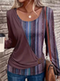 Women's Long Sleeve Blouse Spring/Fall Striped Crew Neck Daily Going Out Casual Top