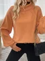 Women's Spring/Fall Plain Casual Balloon Sleeve Long Sleeve Turtleneck Wool/Knitting Sweater