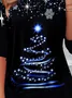 Women's Long Sleeve Tee T-shirt Spring/Fall Snowflake Printing Jersey Crew Neck Holiday Going Out Vintage Top