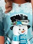 Women's Long Sleeve Tee T-shirt Spring/Fall Christmas Snowman Printing Jersey Crew Neck Holiday Going Out Vintage Top