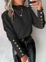 Women's Long Sleeve Blouse Spring/Fall Plain Buckle Mock Neck Daily Going Out Casual Top